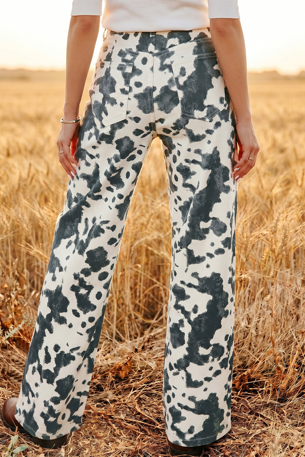 Daisy Jane Brown Abstract Print Metal Button Regular Fit Full-Length Jeans