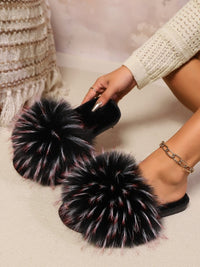 Hazel Blues® |  Fuzzy Open Toe Flat Sandals