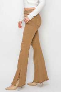 Hazel Blues® |  RISEN Bailey High Waist Side Slit Flare Jeans