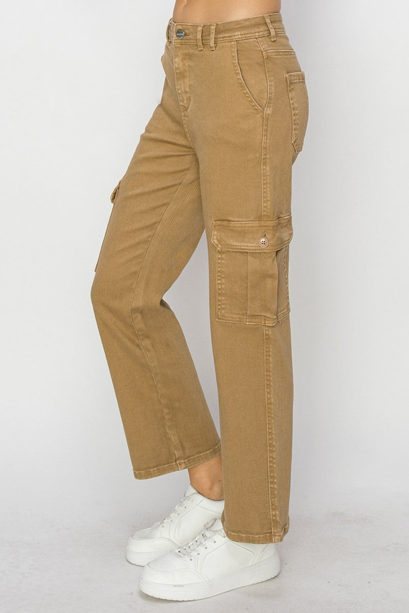 Hazel Blues® |  Risen High Rise Cargo Jeans