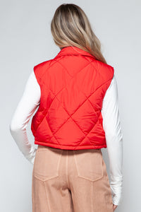 Hazel Blues® |  Snobbish Snap Down Quilted Crop Vest