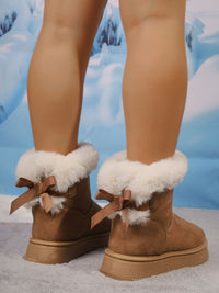 Hazel Blues® |  Faux Fur Suede Round Toe Boots