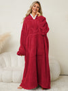 Hazel Blues® |  Pocketed Contrast Long Sleeve Hooded Lounge Dress