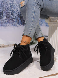 Hazel Blues® |  Lace Up Round Neck Platform Suede Boots