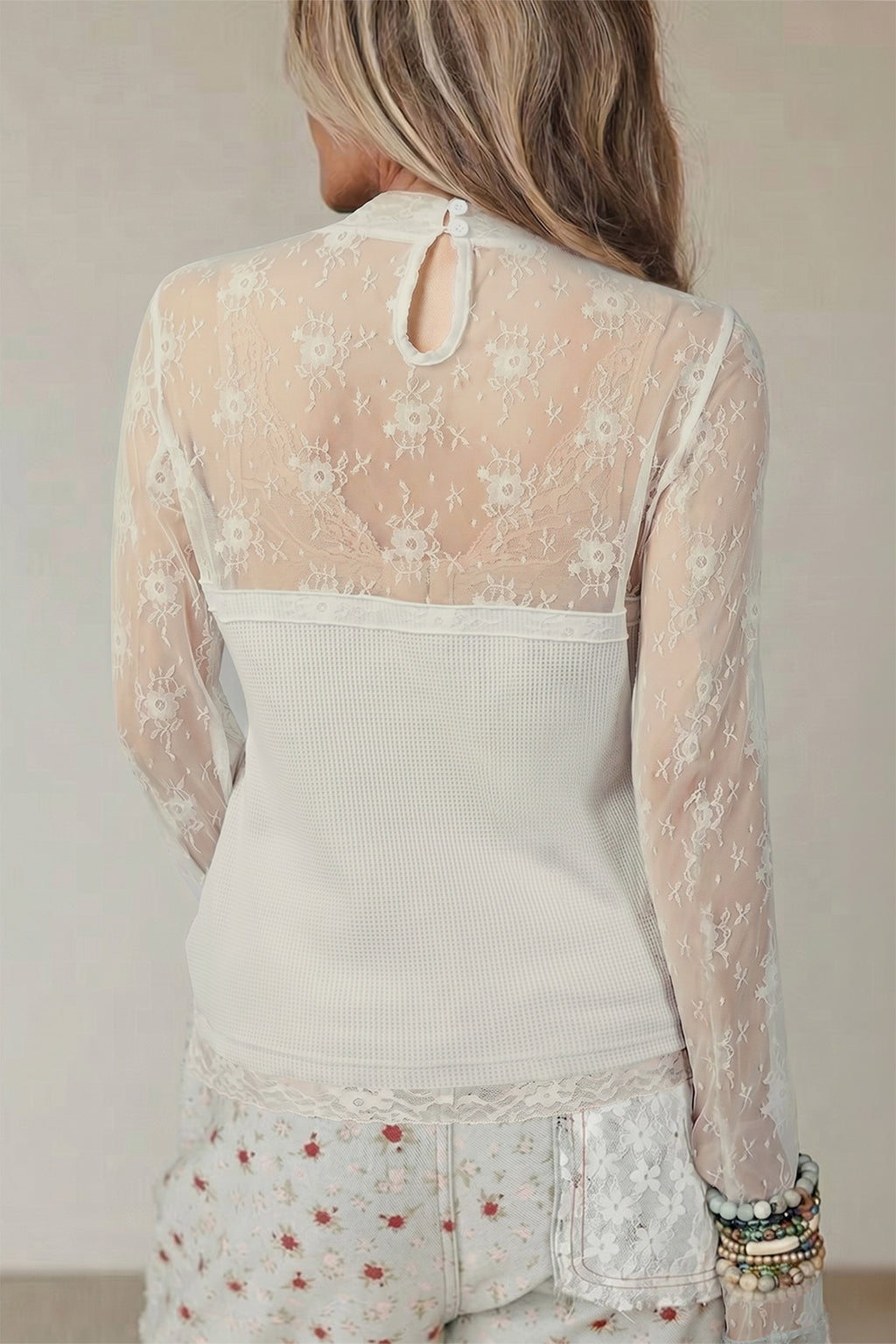 Soft Petals Lace Mesh Top