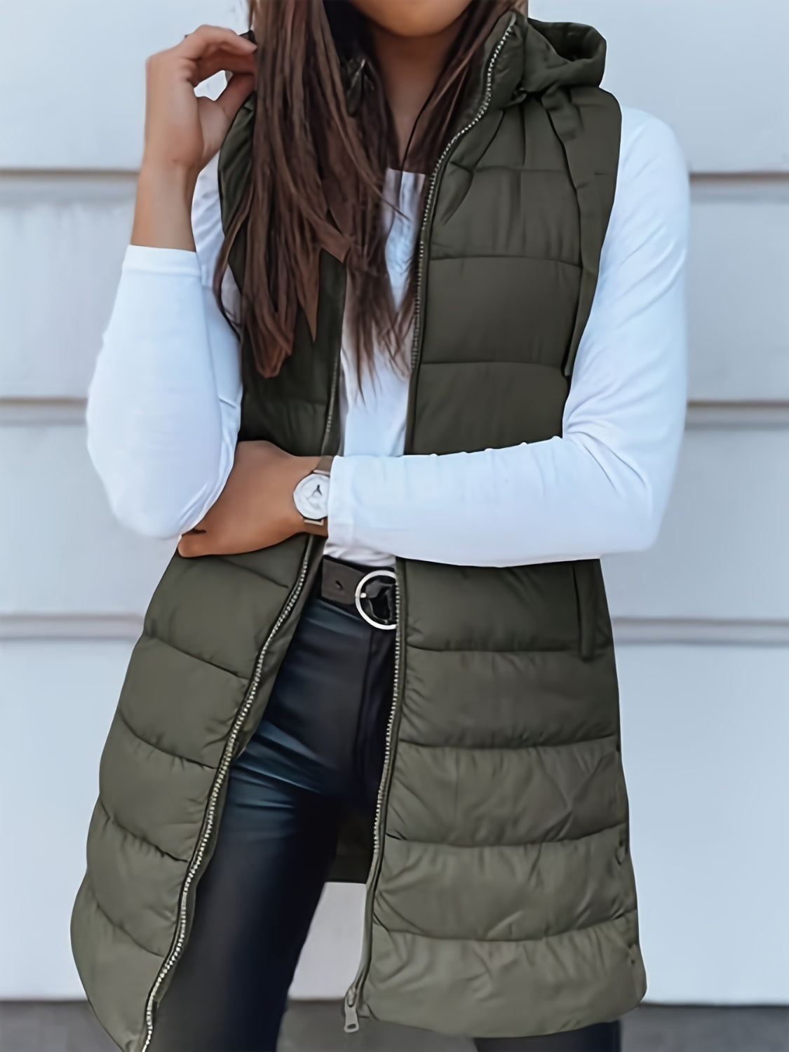 Hazel Blues® |  Zip Up Hooded Vest Coat