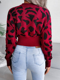 Hazel Blues® |  Leopard Round Neck Dropped Shoulder Sweater