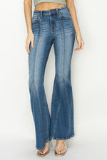 Hazel Blues® |  RISEN High Rise Front Seam Detailed Flare Jeans