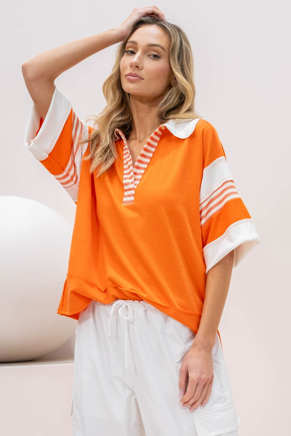 Hailey & Co Contrast Stripe Polo Shirt