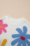 Hazel Blues® |  Flower Round Neck Dropped Shoulder Sweater