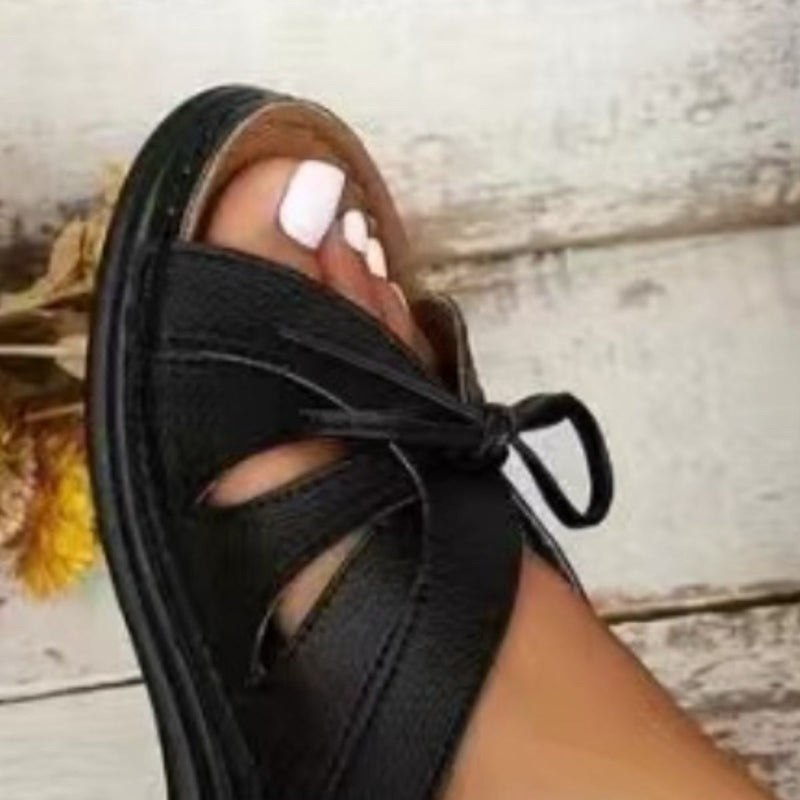 Hazel Blues® |  Tied Open Toe Low Heel Sandals