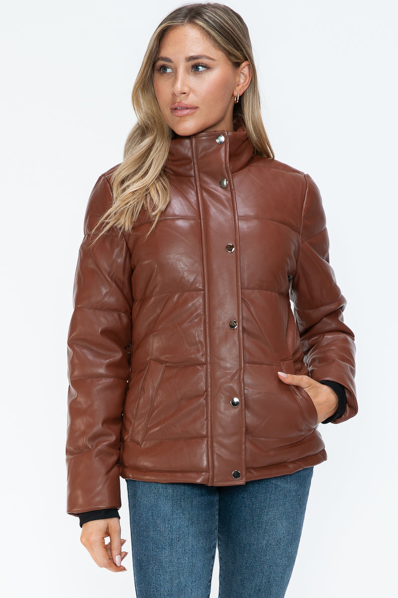 Hazel Blues® |  YMI Pocketed Zip Up Turtleneck Puffer Jacket