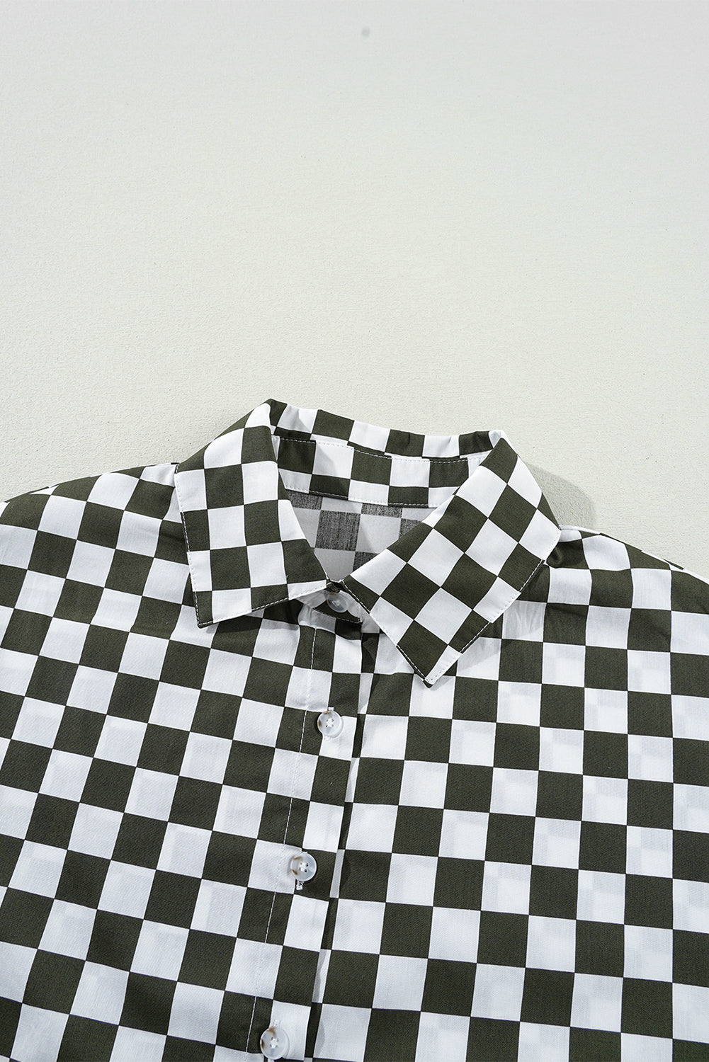 Hazel Blues® |  Checkered Collared Neck Long Sleeve Shirt