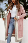 Hazel Blues® |  Pocketed Contrast Long Sleeve Hooded Cardigan