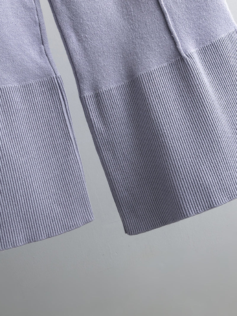Hazel Blues® |  Basic Bae Slit Round Neck Long Sleeve Top and Drawstring Pants Sweater Set