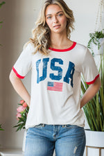 Hazel Blues® |  Heimish USA Contrast Trim Short Sleeve T-Shirt