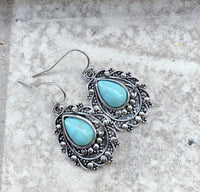 Hazel Blues® |  Artificial Turquoise Alloy Teardrop Dangle Earrings