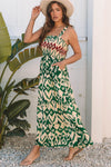 Hazel Blues® |  Green Western Aztec Shirred A-line Sleeveless Maxi Dress
