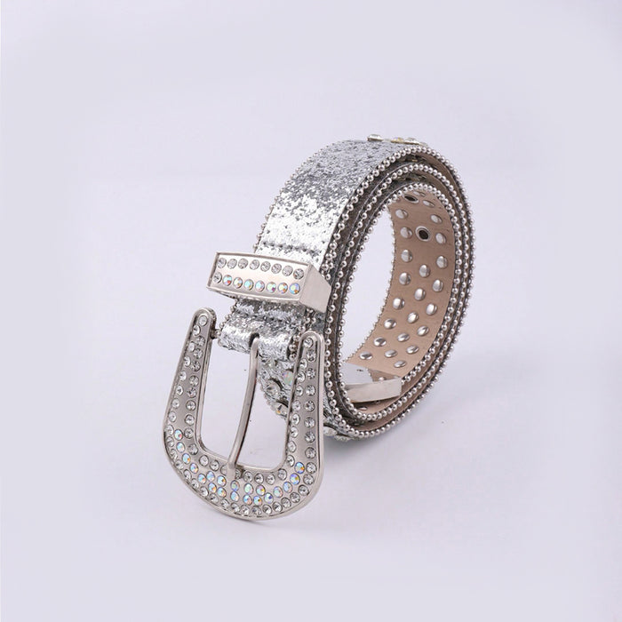 Hazel Blues® |  PU Leather Rhinestone Belt