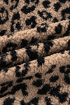 Hazel Blues® |  Khaki Leopard Print Zip Up Stand Neck Side Pocket Jacket