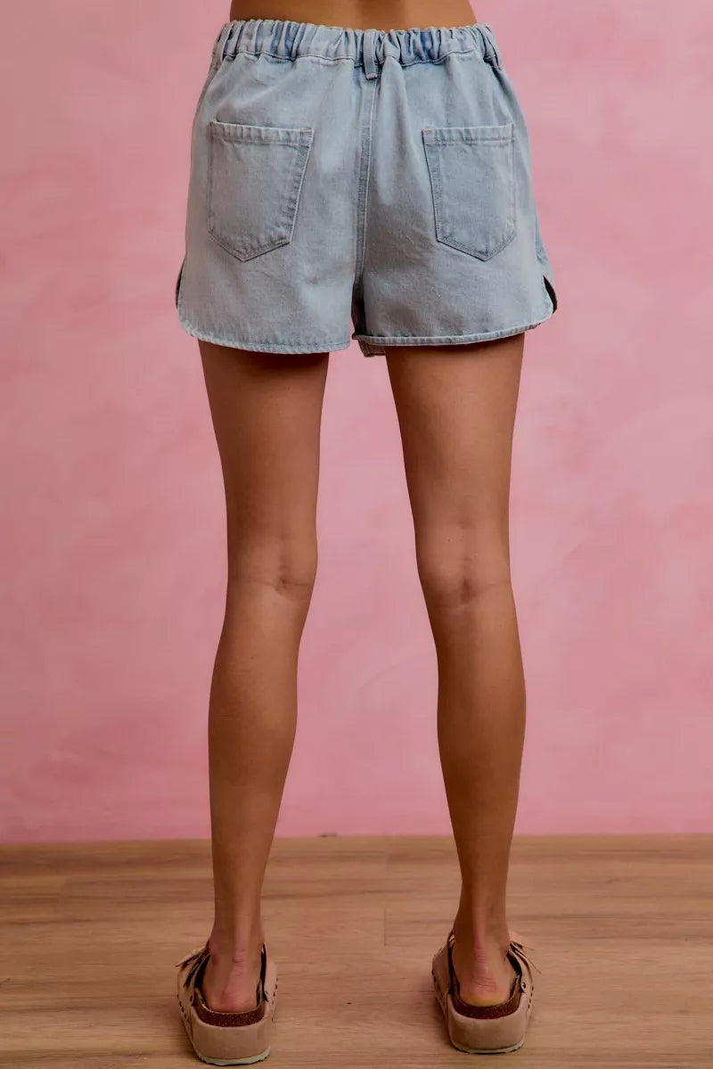 SO ME Washed Denim Wrap Skorts – Hazel Blues®