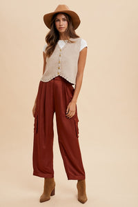 Hazel Blues® |  Annie Wear Wide Leg Cargo Satin Pants