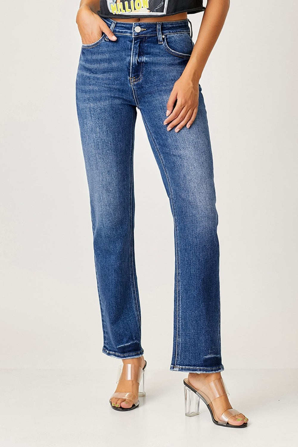 Hazel Blues® |  RISEN Mid Rise Slim Straight Jeans