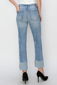 Hazel Blues® |  RISEN High Rise Cuffed Slim Straight Jeans