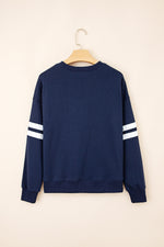 Hazel Blues® |  Evergreen Varsity Striped Detail Drop Shoulder Oversized Sweatshirt