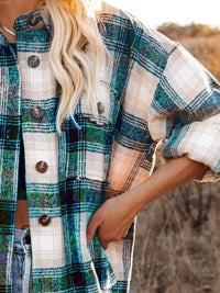 Hazel Blues® |  Pocketed Plaid Button Down Long Sleeve Shacket