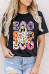 Hazel Blues® |  Black BOO Floral Ghost Print Crew Neck Halloween T Shirt