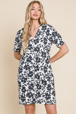Hazel Blues® |  BOMBOM Floral Button Down Mini Dress