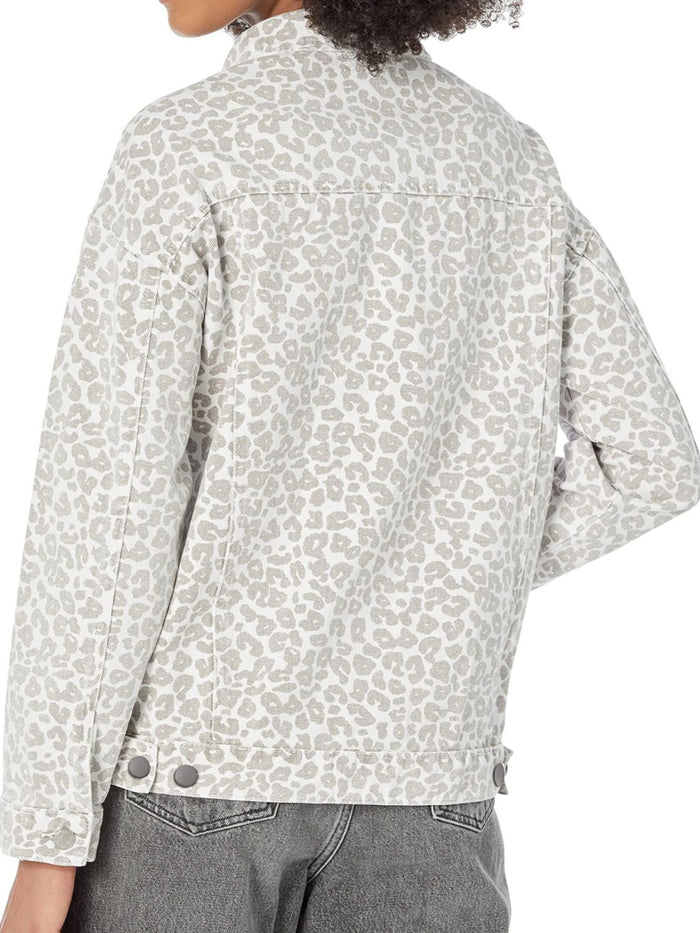 Hazel Blues® |  Leopard Button Up Long Sleeve Denim Jacket