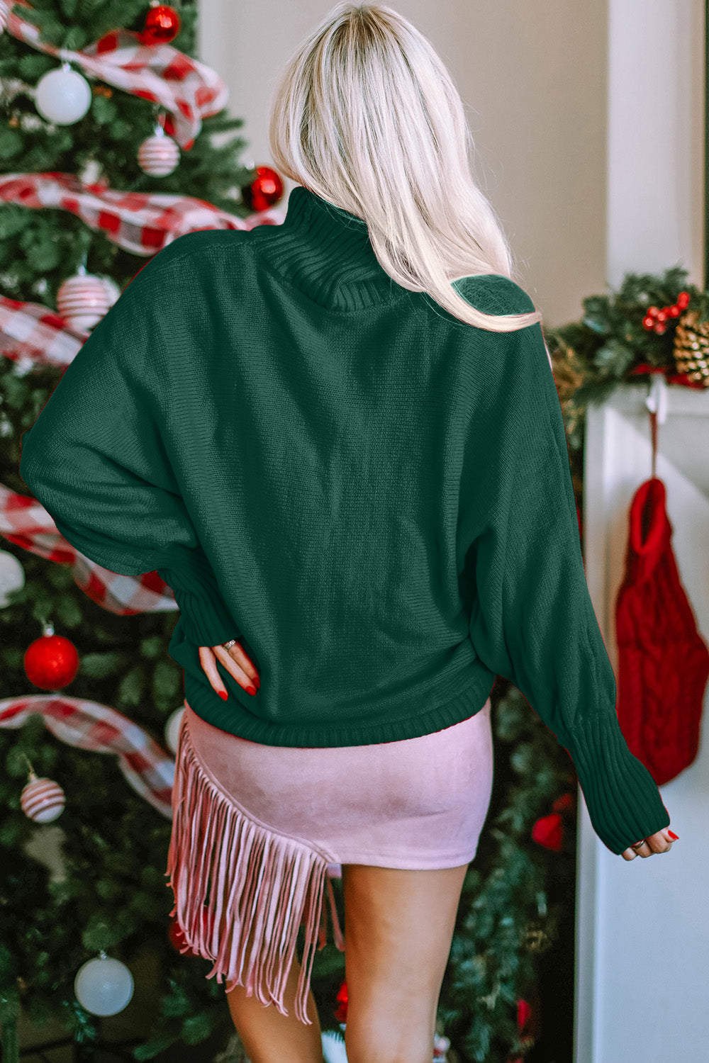 Hazel Blues® |  Double Take Merry Christmas Turtleneck Long Sleeve Sweater