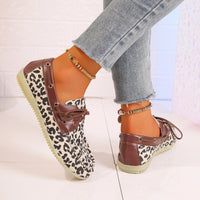 Hazel Blues® |  Lace Up Leopard Slip-Ons