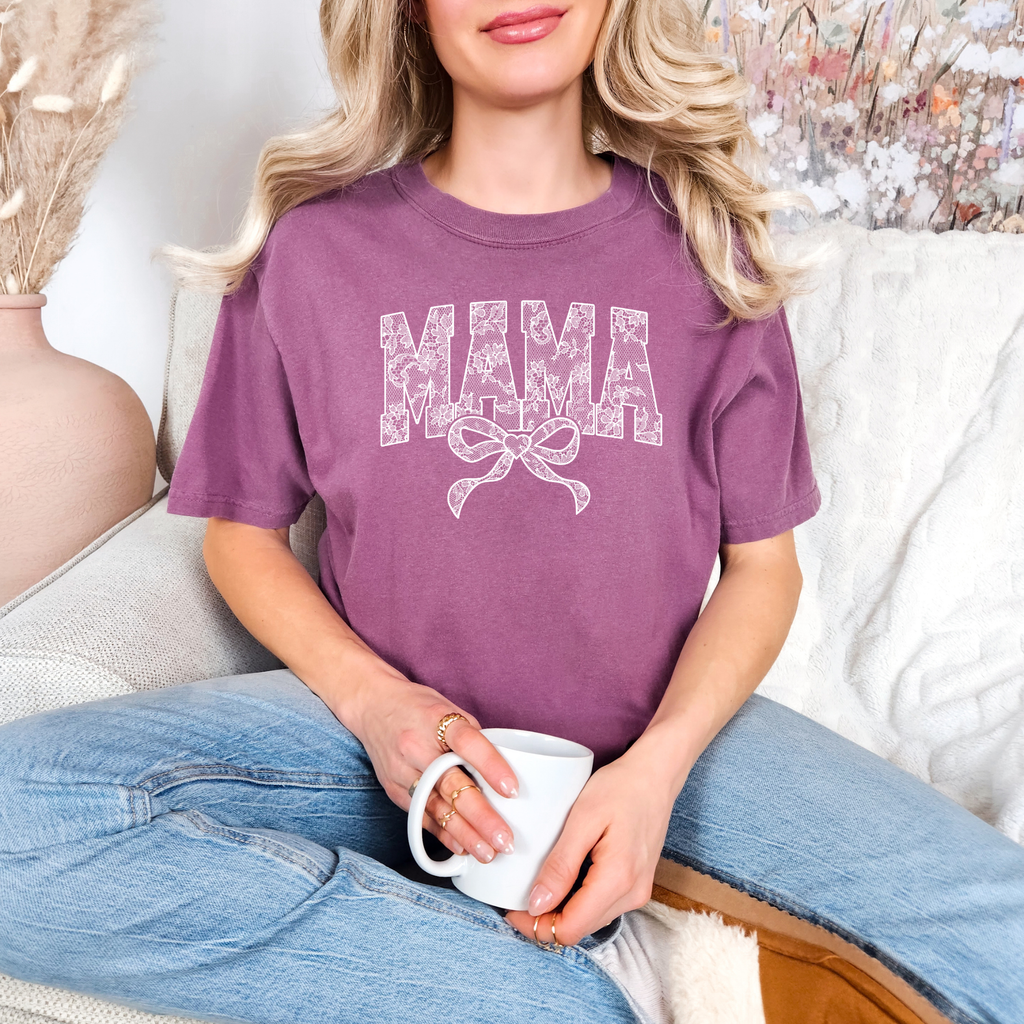 Hazel Blues® |  Lace Names Graphic Tee in Berry