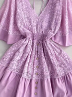 Hazel Blues® |  Lace Cutout Half Sleeve Mini Dress