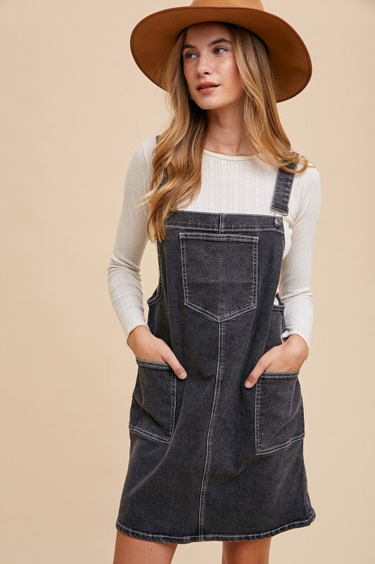 Hazel Blues® |  Annie Wear Wide Strap Denim Overall Dress with Pockets