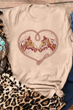 Hazel Blues® |  Khaki Rodeo Horse Graphic Western Cowgirl Fashion T Shirt
