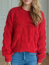 Hazel Blues® |  Openwork Round Neck Dropped Shoulder Sweater