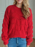 Hazel Blues® |  Openwork Round Neck Dropped Shoulder Sweater