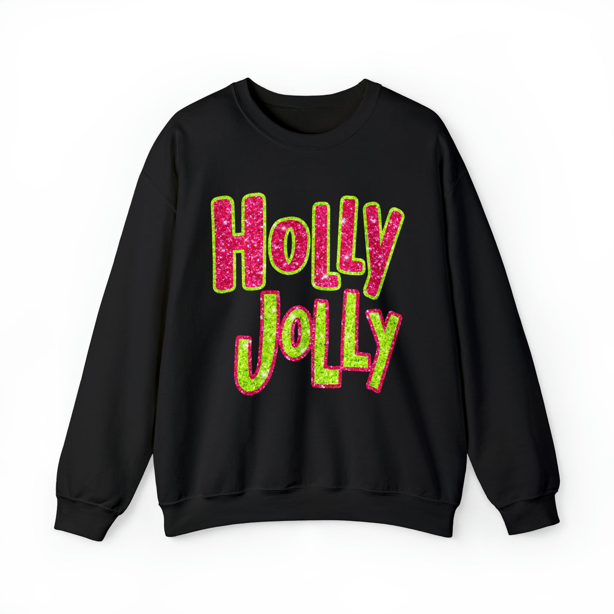 Hazel Blues® |  Holly Jolly Faux Glitter Graphic Sweatshirt