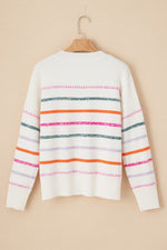 Hazel Blues® |  Striped Round Neck Dropped Shoulder Sweater