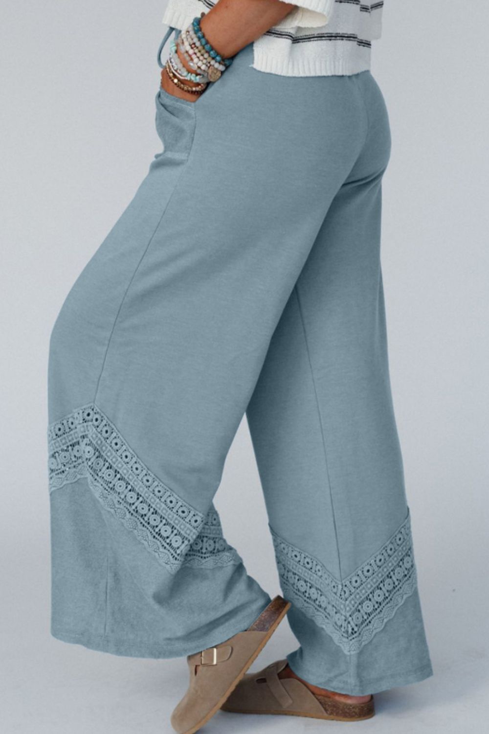 Hazel Blues® |  Lace Detail Wide Leg Pants