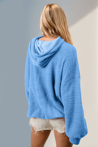 Hazel Blues® |  Double Take Half Zip Long Sleeve Hoodie with Kangaroo Pocket