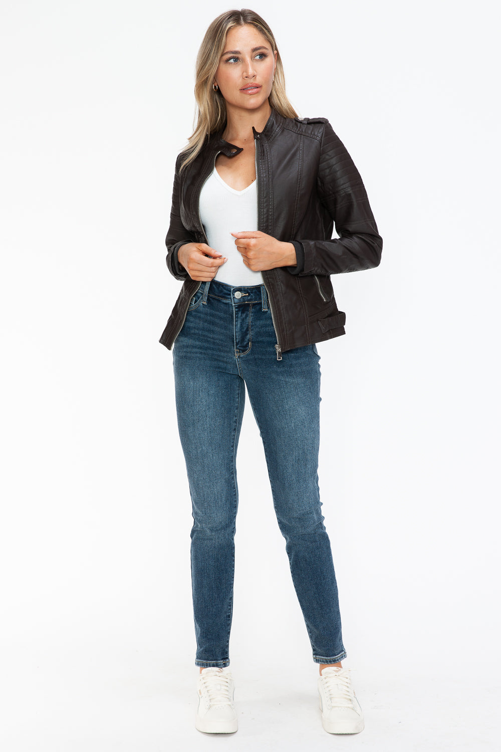 Hazel Blues® |  Snobbish PU Leather Biker Jacket with Side Zip Pockets