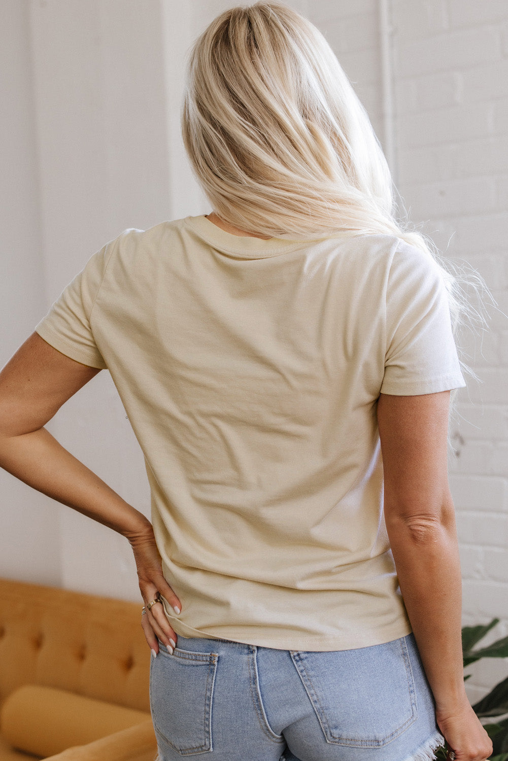 Hazel Blues® |  Beige LIVE YOUR BEST LIFE Crew Neck Western Graphic Tee