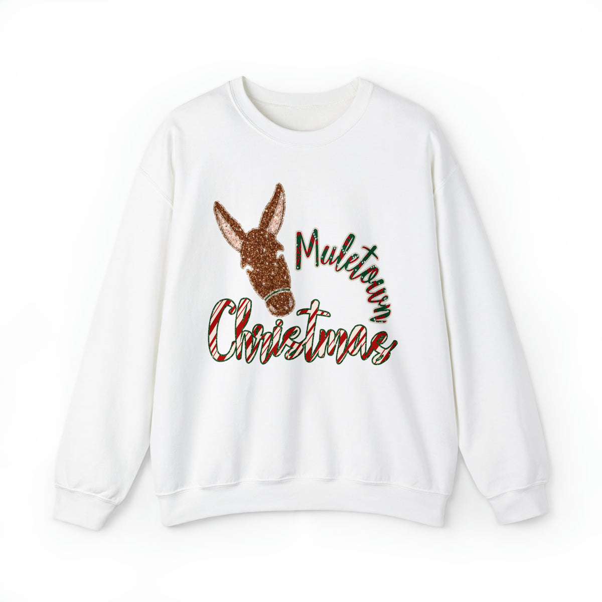 Hazel Blues® |  Muletown Christmas Faux Glitter Graphic Sweatshirt