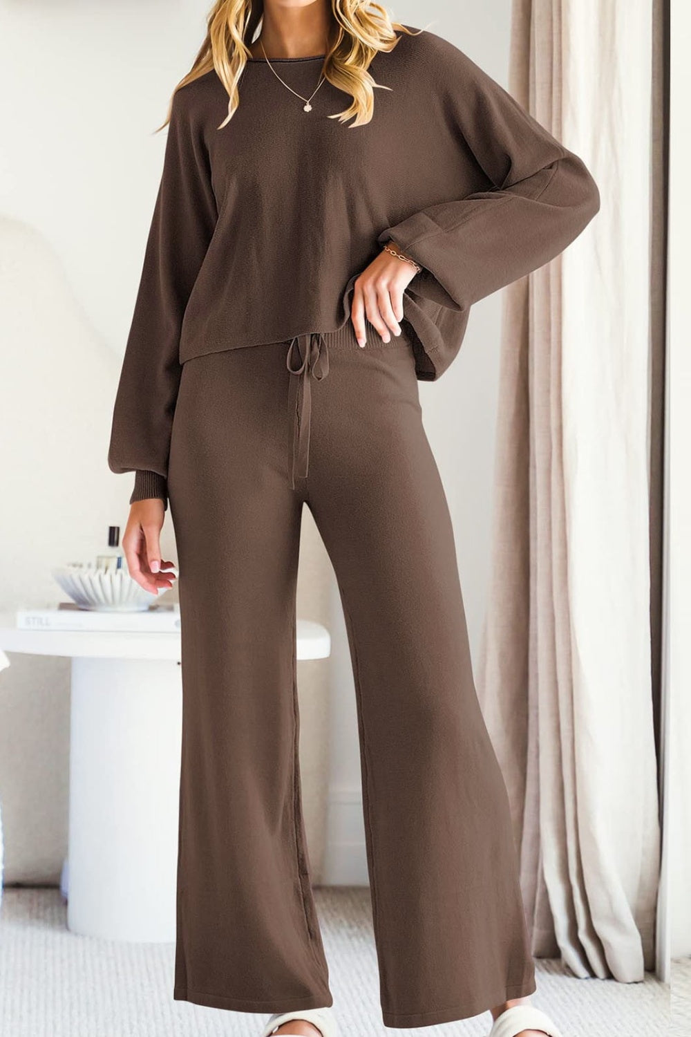 Hazel Blues® |  Round Neck Long Sleeve Top and Pants Set