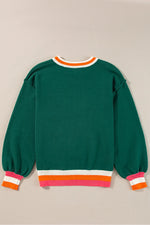 Hazel Blues® |  Contrast Round Neck Long Sleeve Sweater